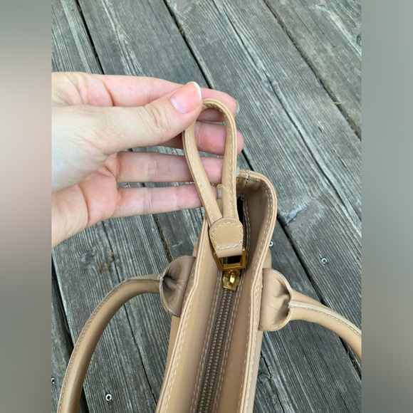 Vintage LANCEL Authentic Smooth Leather Tan Camel Medium Tote Top Handle Purse - Picture 2 of 16